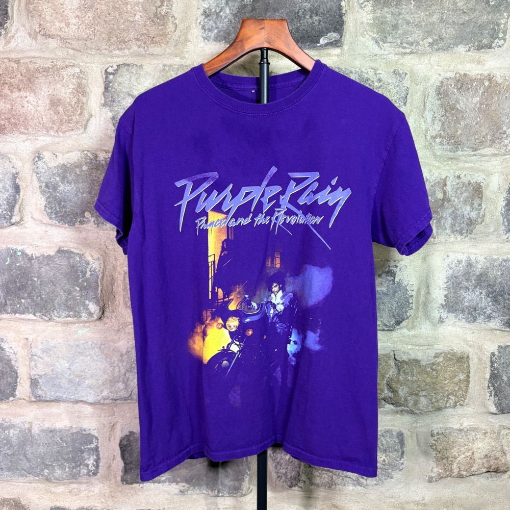 Prince Purple Rain Graphic T-Shirt Purple Short Sleeve Crew Neck Size M Movie